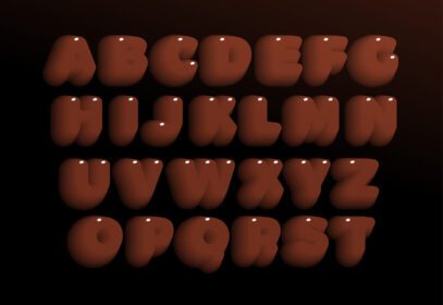 دانلود ست حروف شکلاتی سه بعدی قهوه ای رنگ پررنگ الفبای شیرین فونت شیرین برای رویدادها تبلیغات لوگو بنر مونوگرام و وکتور پوستر طراحی تایپوگرافی