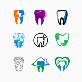 دانلود لوگو مجموعه ای از طراحی لوگوهای مراقبت از دندان یا کلینیک دندانپزشکی در