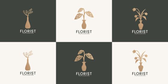 دانلود لوگو مجموعه ای از گلدان های گل الهام گرفته از لوگو گیاهان زینتی