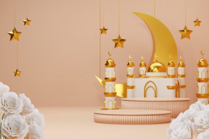 دانلود عکس رندر سه بعدی تصویر ماه مبارک رمضان و عید فطر