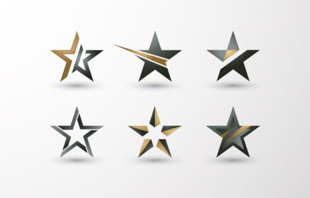 دانلود لوگو مجموعه ای از لوگوی ستاره ها در چند تنوع با ترکیب دو رنگ طلایی و خاکستری تیره