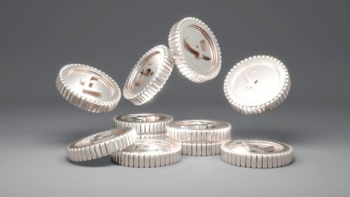 دانلود عکس رندر سه بعدی سکه نقره تک ایزوله بریتانیا