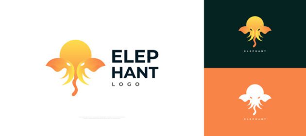 دانلود لوگو طراحی لوگو انتزاعی فیل به سبک شیب نارنجی
