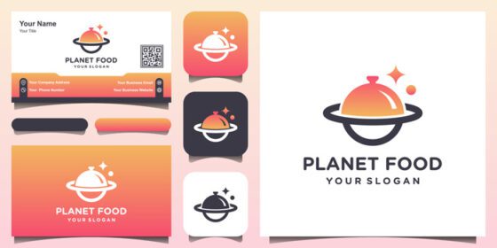 دانلود لوگو وکتور قالب طراحی لوگو سیاره غذایی انتزاعی