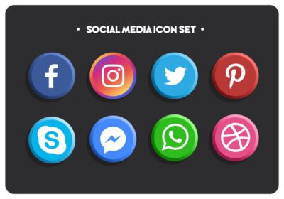 دانلود لوگو یک نماد رسانه اجتماعی هشت رنگی ساده در یک مجموعه