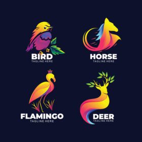 دانلود لوگو مجموعه لوگوی خلاقانه حیوانات با طرح رنگی مدرن