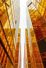 دانلود عکس ساختمان های بلند طلایی و بازتاب های شیشه ای در جزیره هنگ کنگ مفاهیم تجاری ساختمان ها و معماری