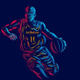 دانلود لوگوی بسکتبالیست خط پاپ آرت پرتره آرم طرح رنگارنگ
