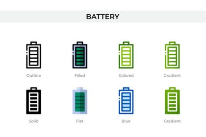 دانلود آیکون باتری لوگو در سبک های مختلف آیکون های وکتور باتری
