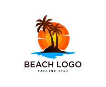 دانلود لوگوی ساحلی موج طرح لوگوی غروب آفتاب وکتور الهامات طراحی