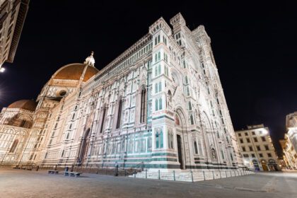 دانلود عکس ایتالیا فلورانس در شب معماری نورانی از
