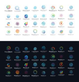 دانلود لوگو مجموعه ای بزرگ از طرح های شبکه فناوری سیم لوگوی مدرن دایره ای
