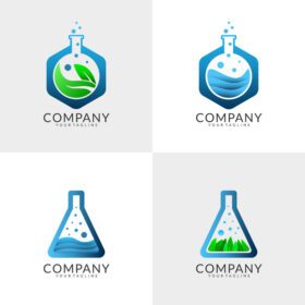 دانلود لوگو ست طراحی لوگوی آزمایشگاهی علوم آزمایشگاهی آبی و سبز ست بیمارستانی و تجاری پزشکی روی سفید