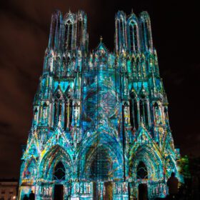 دانلود عکس نمایش نور رمز فرانسه در کلیسای جامع رمز