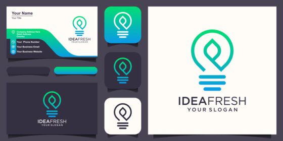 دانلود لوگو لامپ ترکیبی با لوگوی برگ و طرح کارت ویزیت