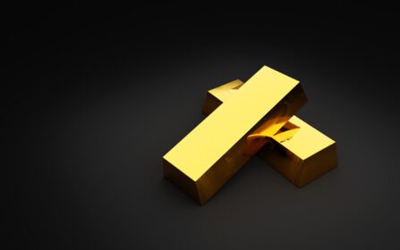 دانلود رندر سه بعدی عکس شمش طلا در پس زمینه مشکی