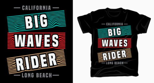 دانلود طرح تایپوگرافی سوار موج های بزرگ برای تی شرت