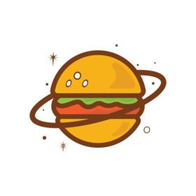 دانلود لوگو برگر سیاره وکتور لوگو طراحی کافه و رستوران غذا
