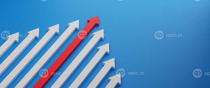 دانلود عکس رهبر فلش قرمز پیشرو فلش سفید در پس زمینه آبی