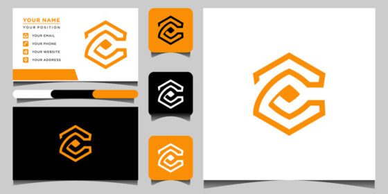 دانلود لوگو c حرف طراحی آرم چند ضلعی آیکون وکتور قالب