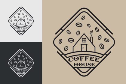 دانلود لوگو کافه خانه و کافی شاپ لوگو کافه خانه با دانه های قهوه