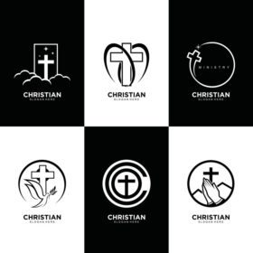 دانلود لوگوی جامعه مسیحی لوگوی خلاقانه مجموعه سیاه و سفید
