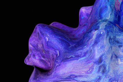 دانلود عکس آبی سرمه ای کروم قطره سه بعدی تصویرسازی هنر مولد