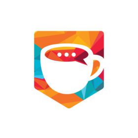 دانلود لوگو گفتگوی قهوه وکتور طراحی لوگو فنجان قهوه با چت حباب دار