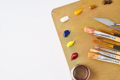 دانلود پالت عکس با رنگ و قلم مو برای نقاشی رنگ روغن روی سفید