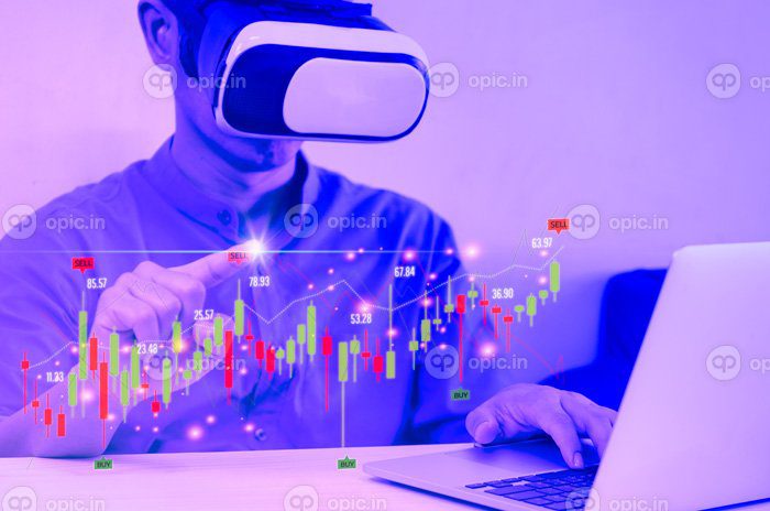 دانلود عکس مرد با عینک vr لمسی متاورس صفحه مجازی