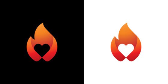 دانلود لوگو ترکیبی از طراحی لوگو قلب و آرم آتش با