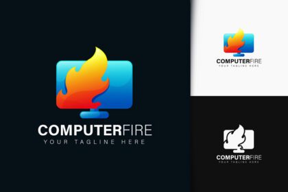دانلود لوگو طراحی لوگو آتش کامپیوتر با گرادینت