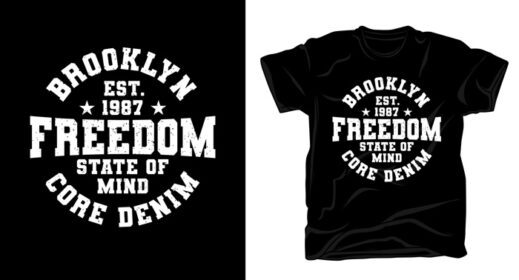 دانلود طرح تی شرت تایپوگرافی آزادی بروکلین