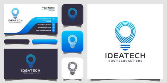 ایده طراحی لوگو فناوری خلاقانه لامپ و کارت ویزیت را دانلود کنید