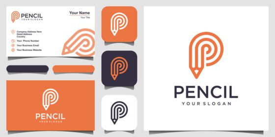 دانلود لوگو حرف خلاقانه p با مداد مفهومی طراحی لوگو