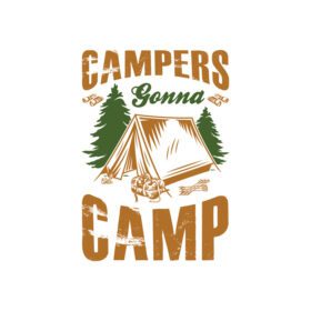 دانلود تصویر وکتور طرح تی شرت کمپینگ campers gonna camp برای