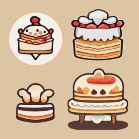 دانلود لوگوی ناز کیک آشپز غذا آرم رستوران d کارتون کشیده شده با دست