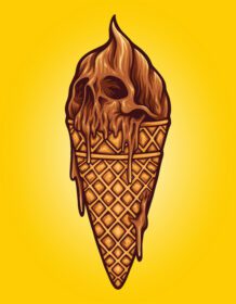 دانلود لوگو تصاویر وکتور جمجمه بستنی شکلاتی خوشمزه برای