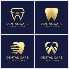 دانلود لوگو لوگو کلینیک دندانپزشکی با شکل دندان مجلل با طلا