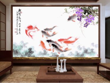 دانلود کاغذ دیواری طرح چینی جوهر قلم جوهر با دست نقاشی دیوار پس زمینه تلویزیون با شور و شوق