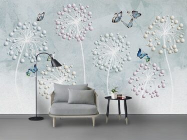 دانلود کاغذ دیواری طراحی مدرن اسکاندیناوی 3D کره برجسته دیوار پس زمینه تلویزیون قاصدک
