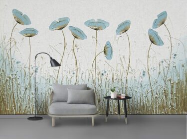 دانلود طرح کاغذ دیواری با دست طراحی شده توسط گیاهان استوایی نوردیک پس زمینه تلویزیون نقاشی دیواری