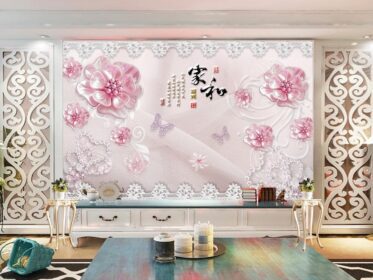 دانلود کاغذ دیواری طرح زیبا دیوار جواهرات گل الماس لوکس