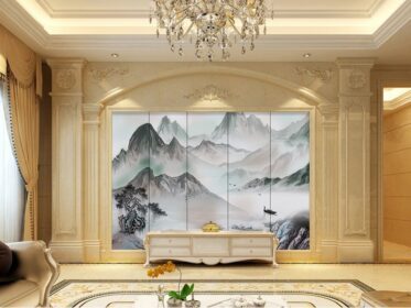 دانلود کاغذ دیواری طرح جدید نقاشی منظره چینی نقاشی پس زمینه نقاشی دیواری