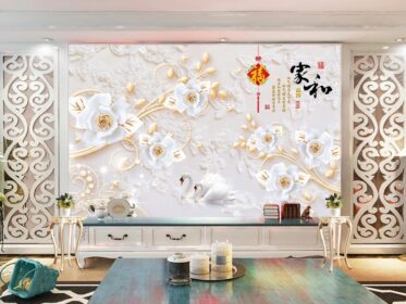 دانلود طرح کاغذ دیواری خانه و لوکس و زیبا دیوار جواهرات سه بعدی گل