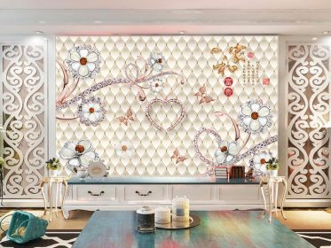دانلود طرح کاغذ دیواری خانه و گل الماس نرم کیف جواهرات پس زمینه دیوار
