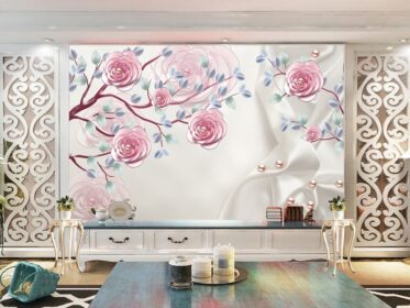 دانلود طرح کاغذ دیواری لوکس شاخه گل ساده دیوار جواهرات گل