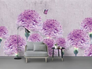 دانلود کاغذ دیواری طرح مدرن دیوار پس زمینه پروانه گل برجسته بنفش