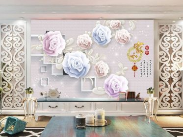 دانلود طرح کاغذ دیواری لوکس جواهرات گل عاشقانه تلویزیون پس زمینه دیوار