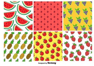 دانلود وکتور مجموعه ای از زمینه و نقش های مختلف میوه برای طرح های سالم فصل بهار و تابستان